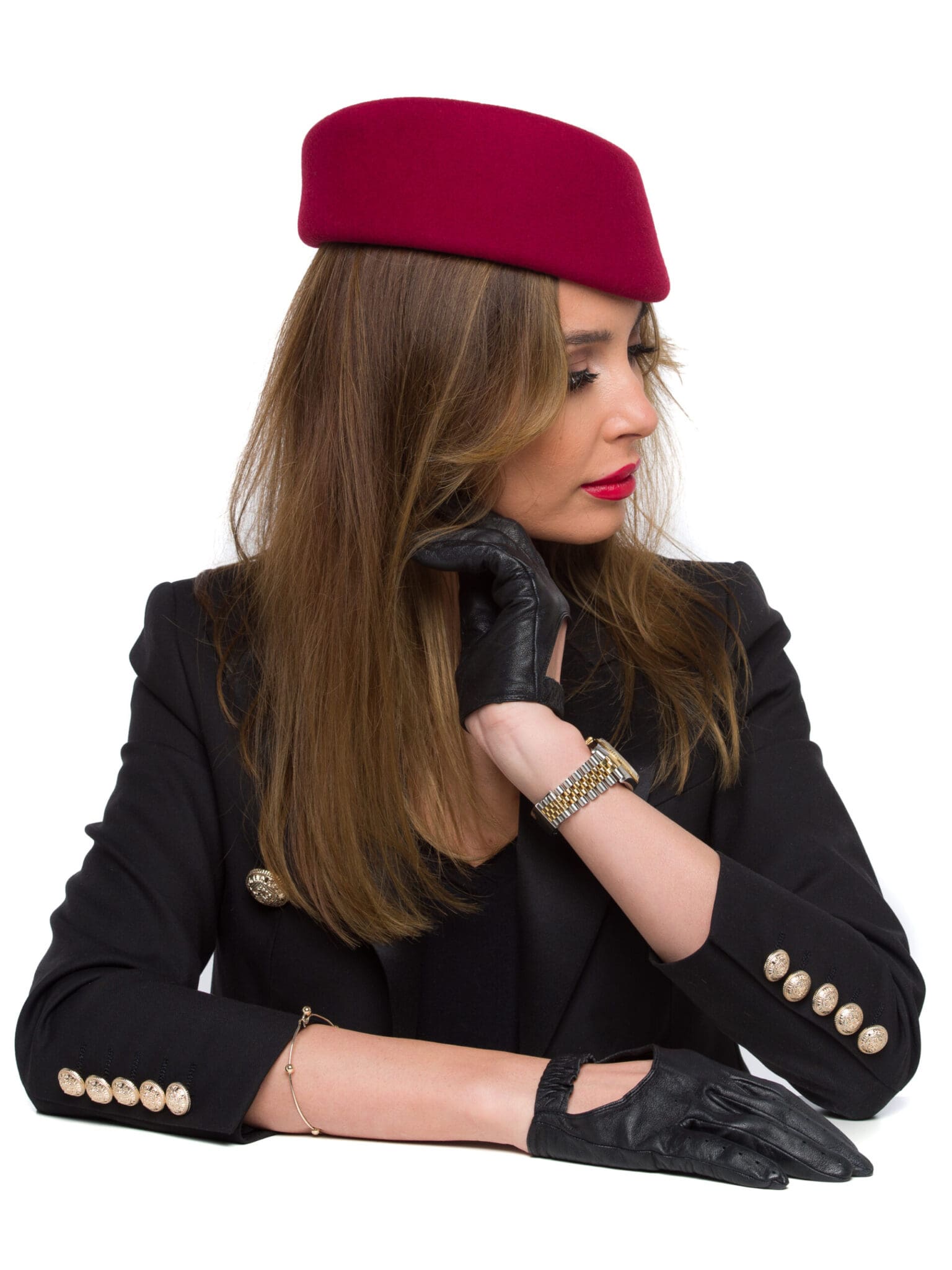 Toca Elize bordo, bordeaux, fetru de lana