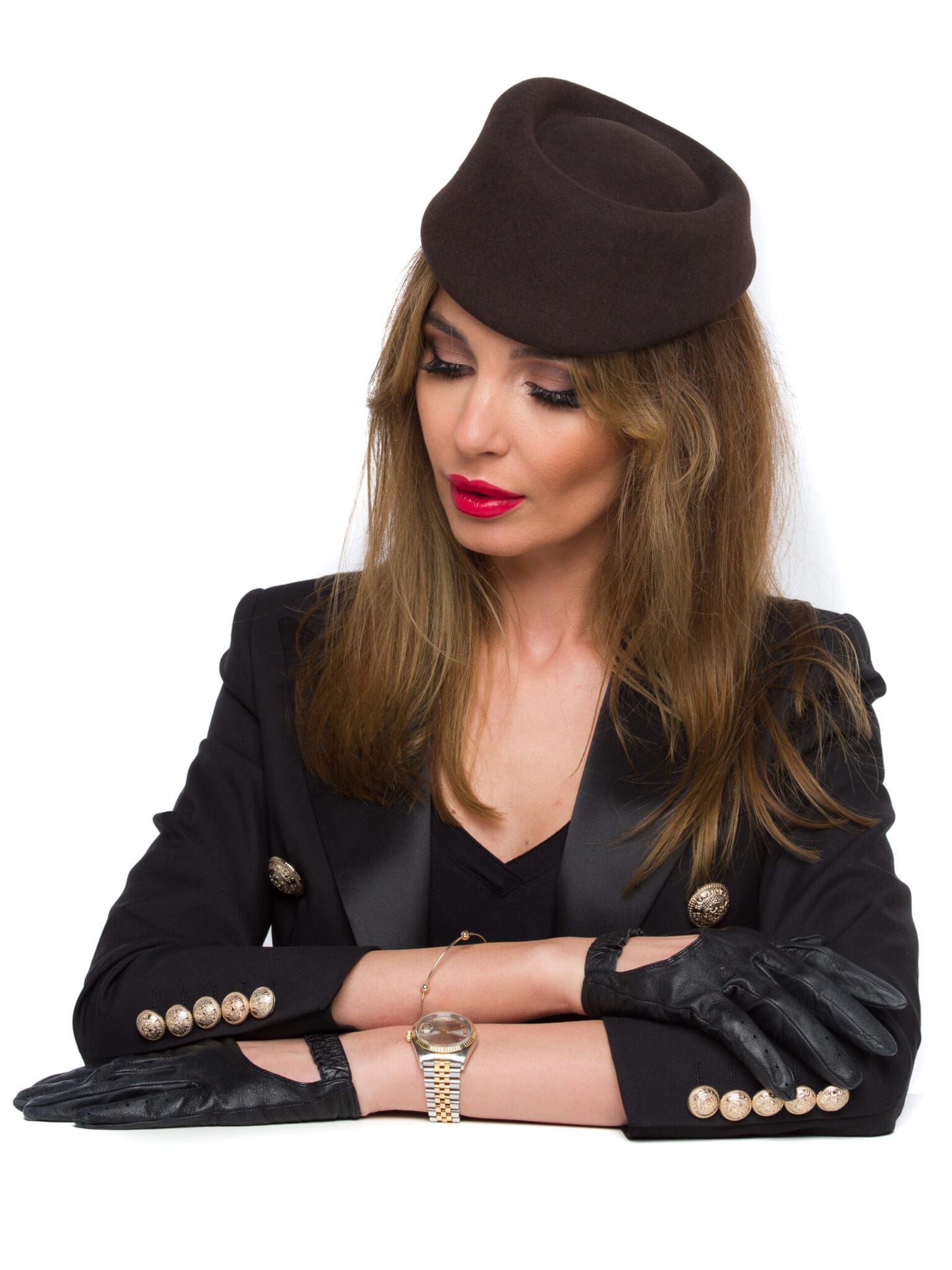 Toca Elize marrone, maro, fetru de lana