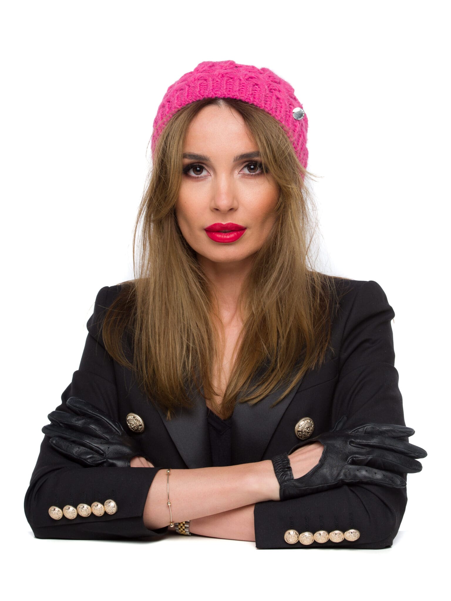 Fes dama fuxia, roz, cadere pe spate, marime universala