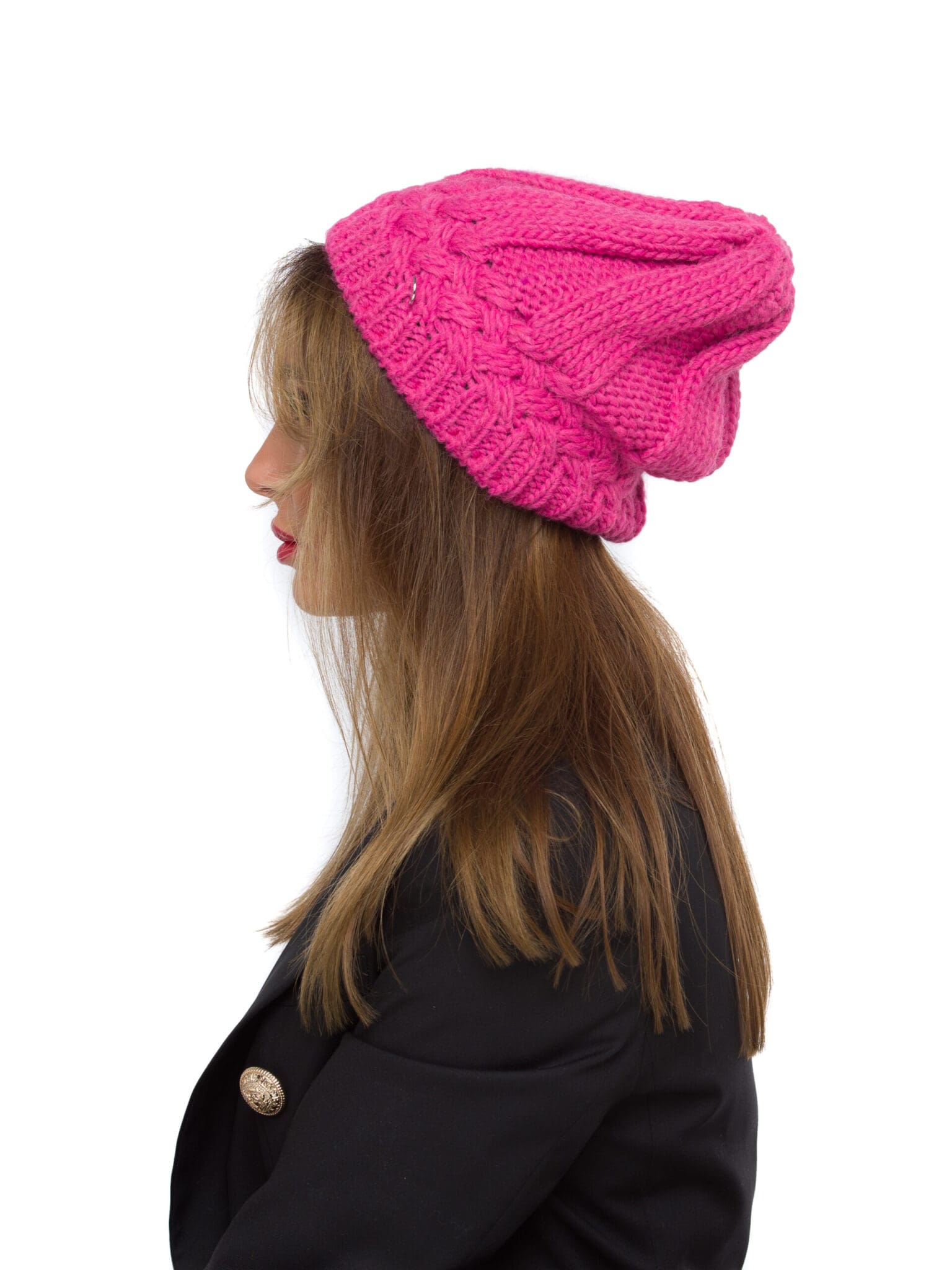 Fes dama fuxia, roz, cadere pe spate, marime universala