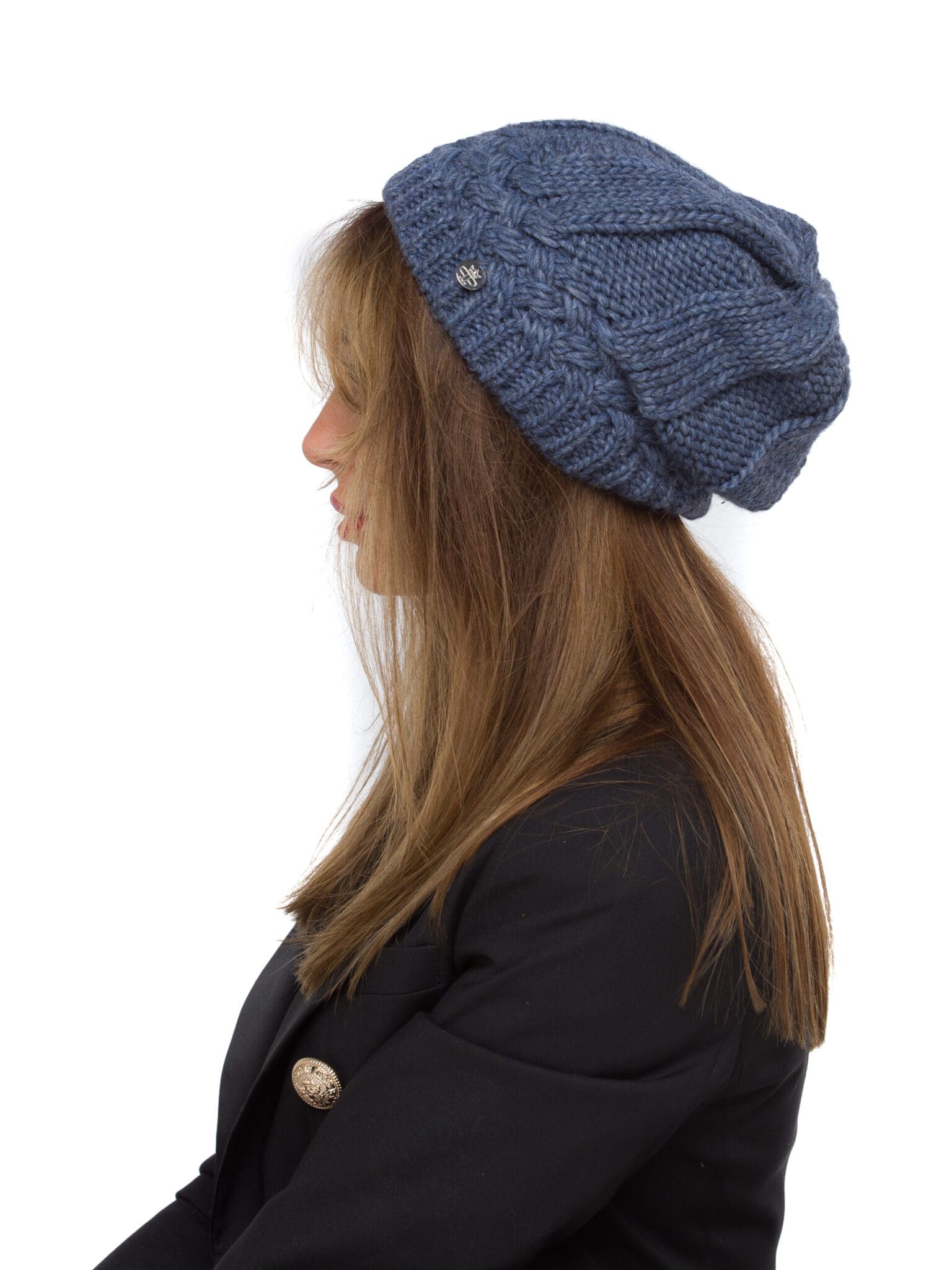 Fes dama jeans, albastru, cadere pe spate, marime universala