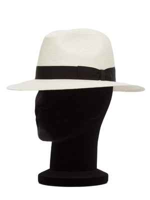 Palarie barbati Panama Bonnie b/nero, alba/neagra, bor mediu, paie toquilla
