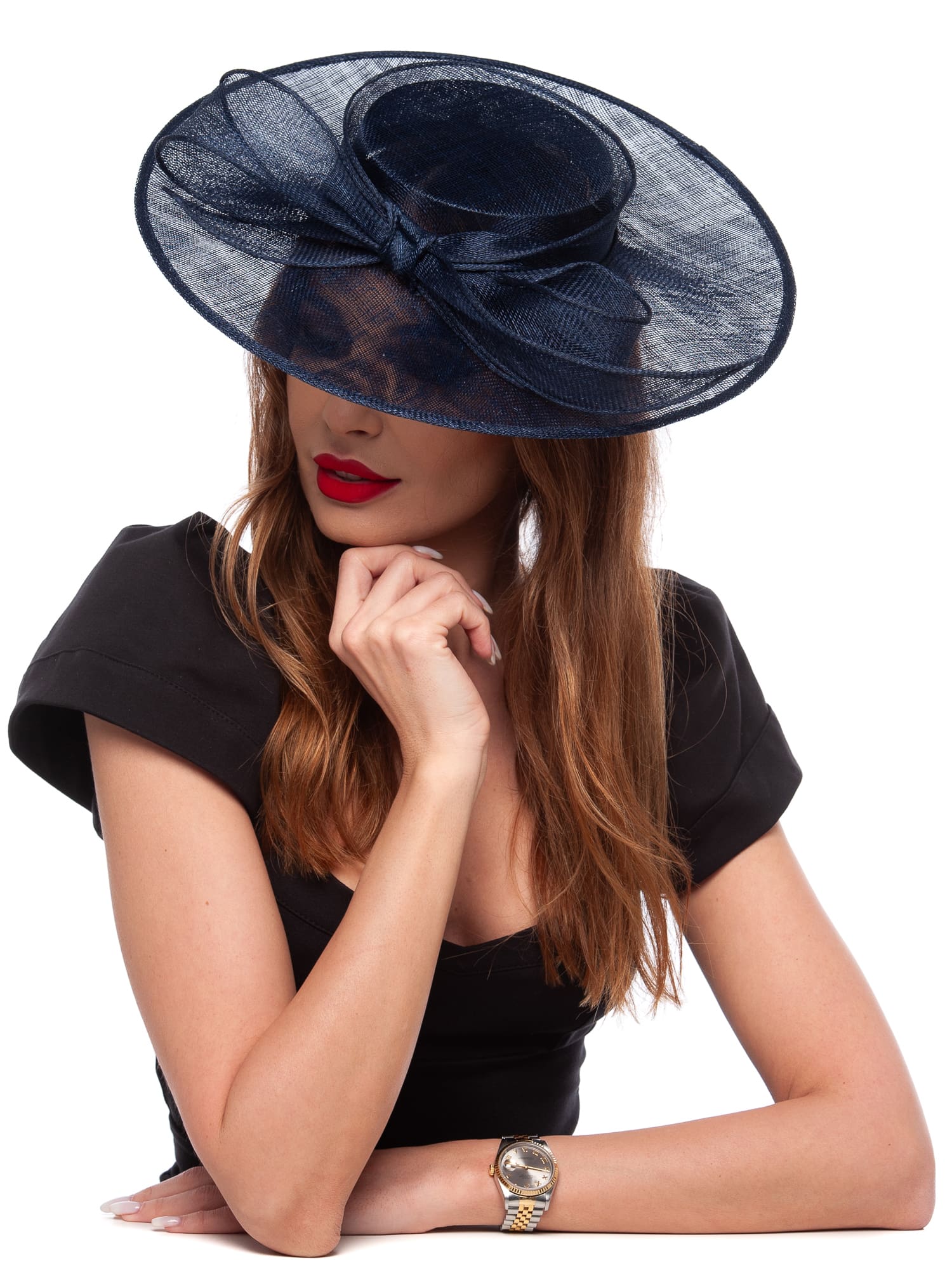 Canotiera Angie big sinamay navy