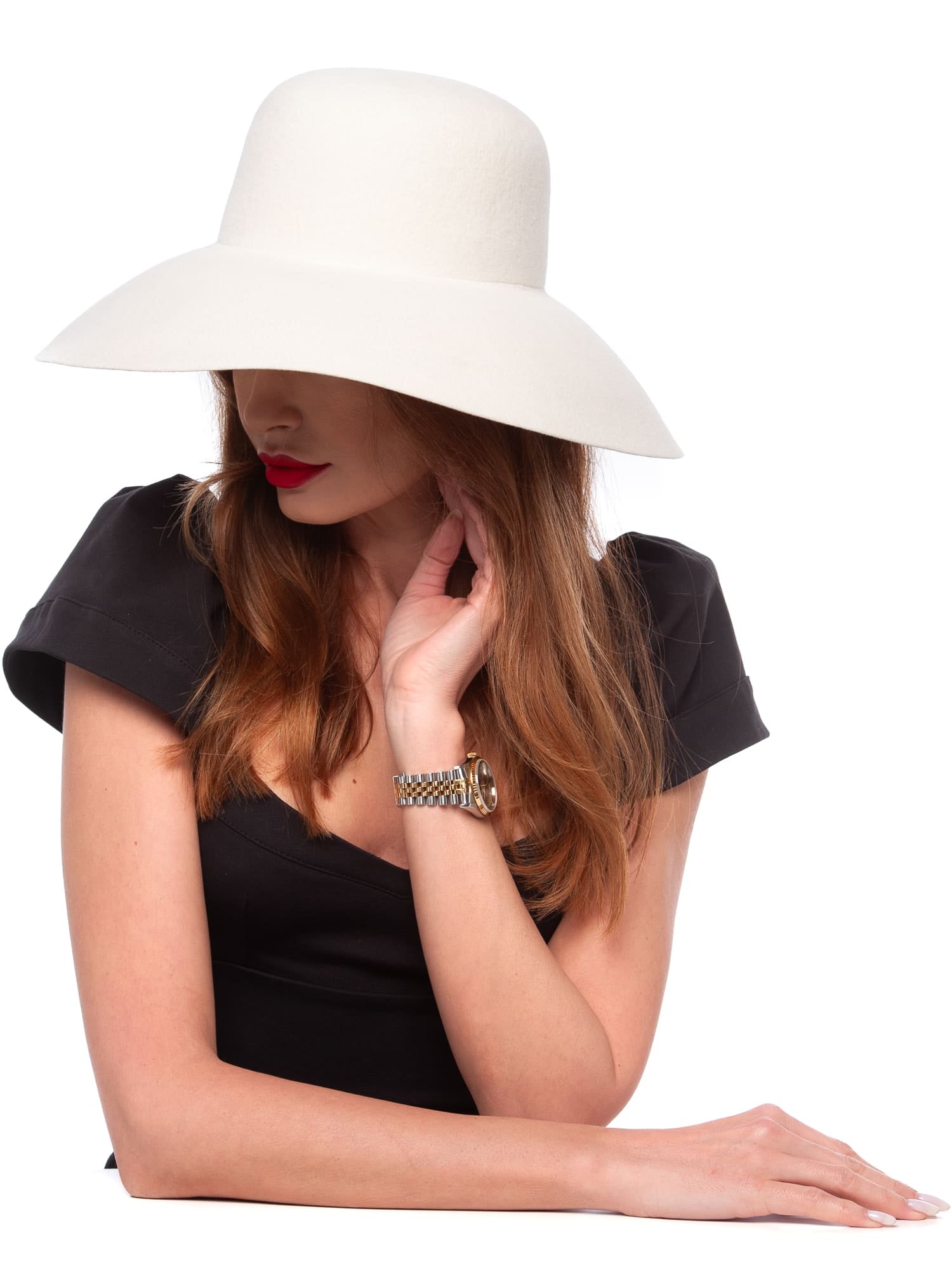 Palarie dama, Gloria velour bianco, din velour de iepure