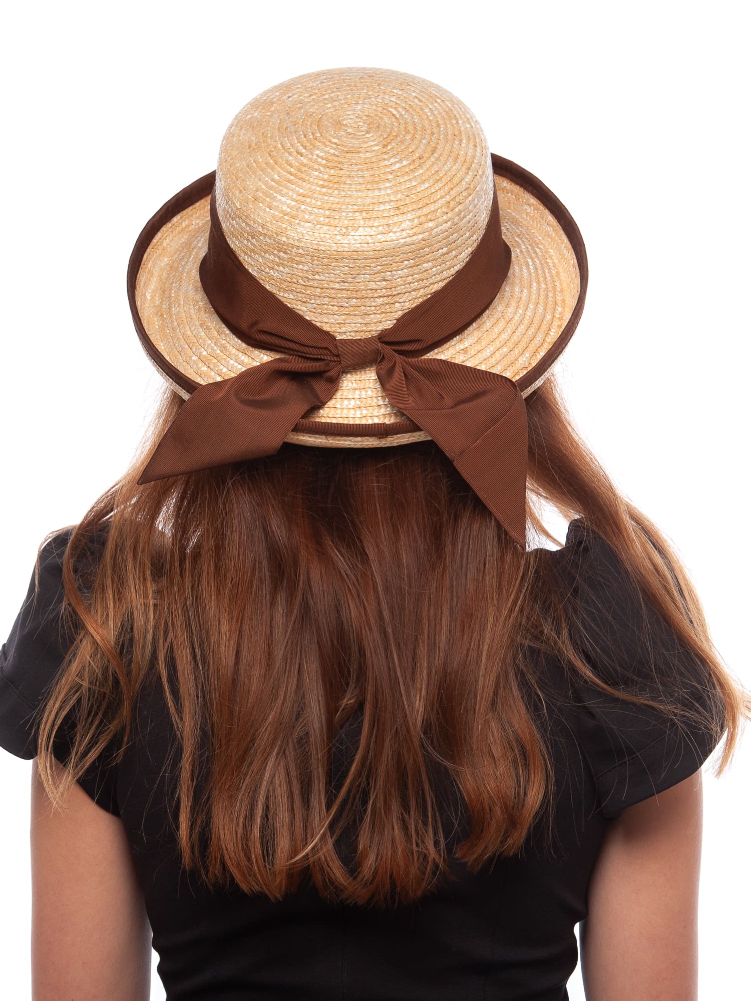 Palarie dama Saint Tropez nat/moro, natural/maro, paie naturale