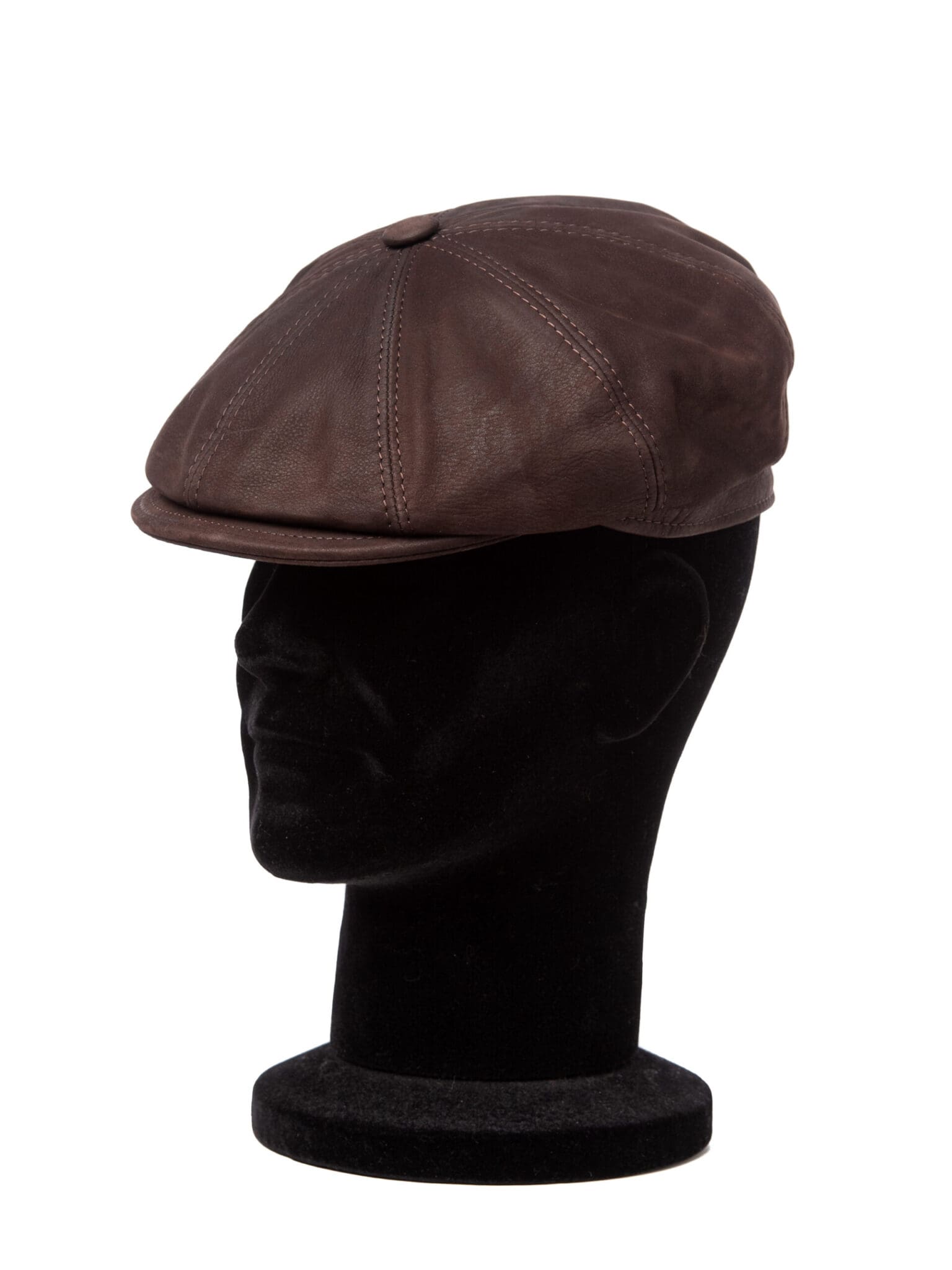 Sapca barbati Peaky nappa maro, textura fina, piele nappa