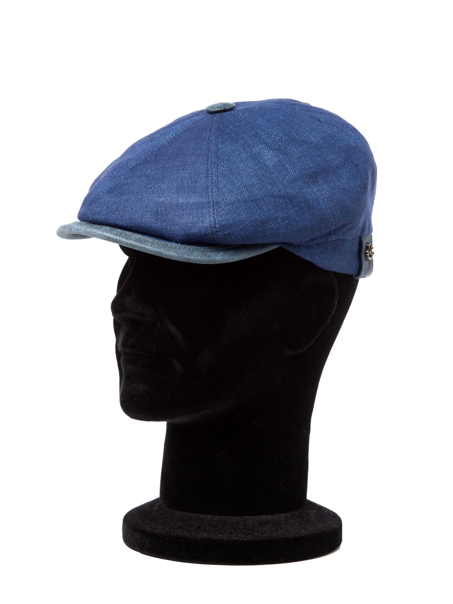 Sapca barbati Peaky in blu, albastra, margine cozoroc din piele