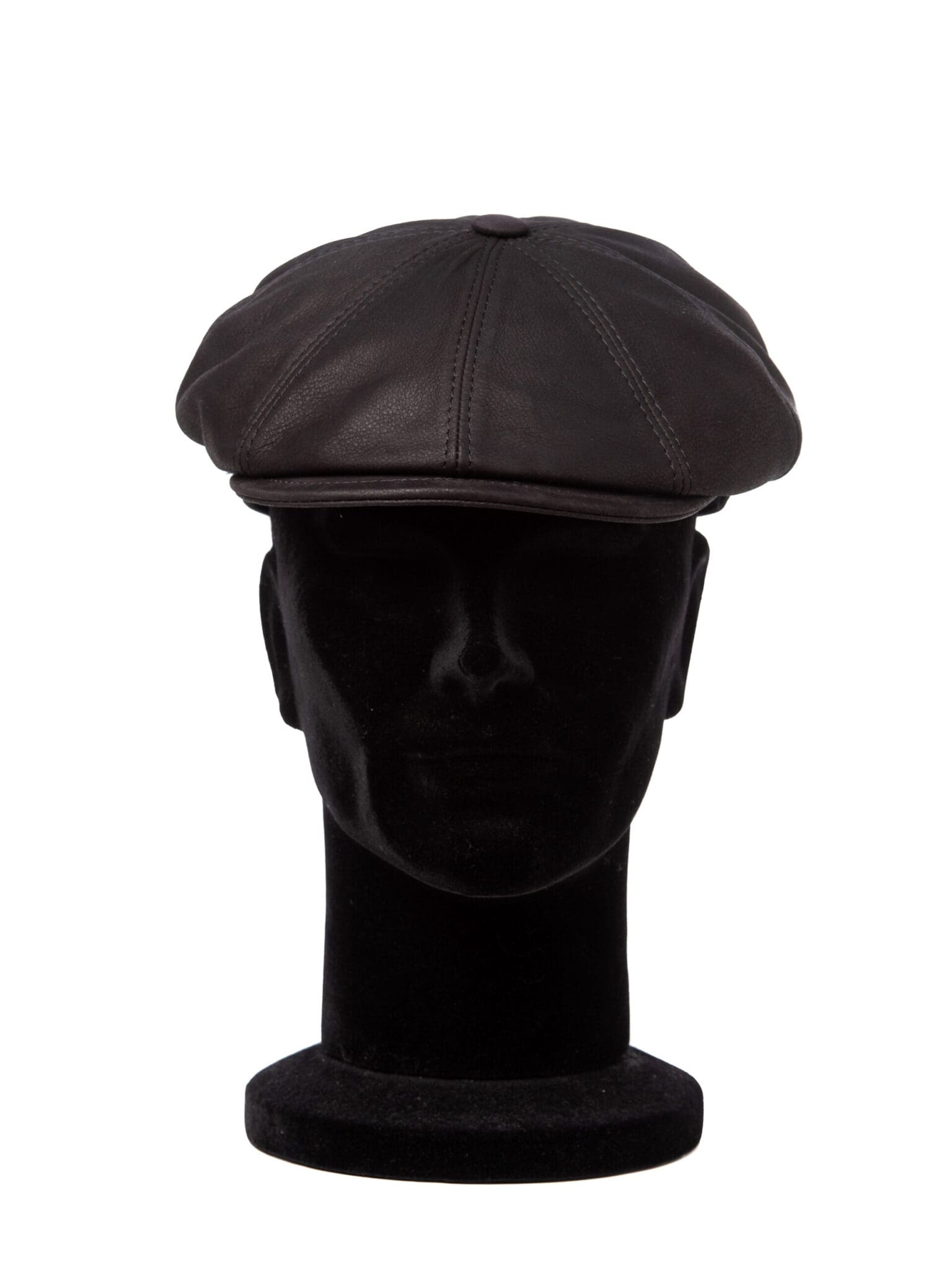 Sapca barbati, Peaky nappa negru, textura fina, piele nappa