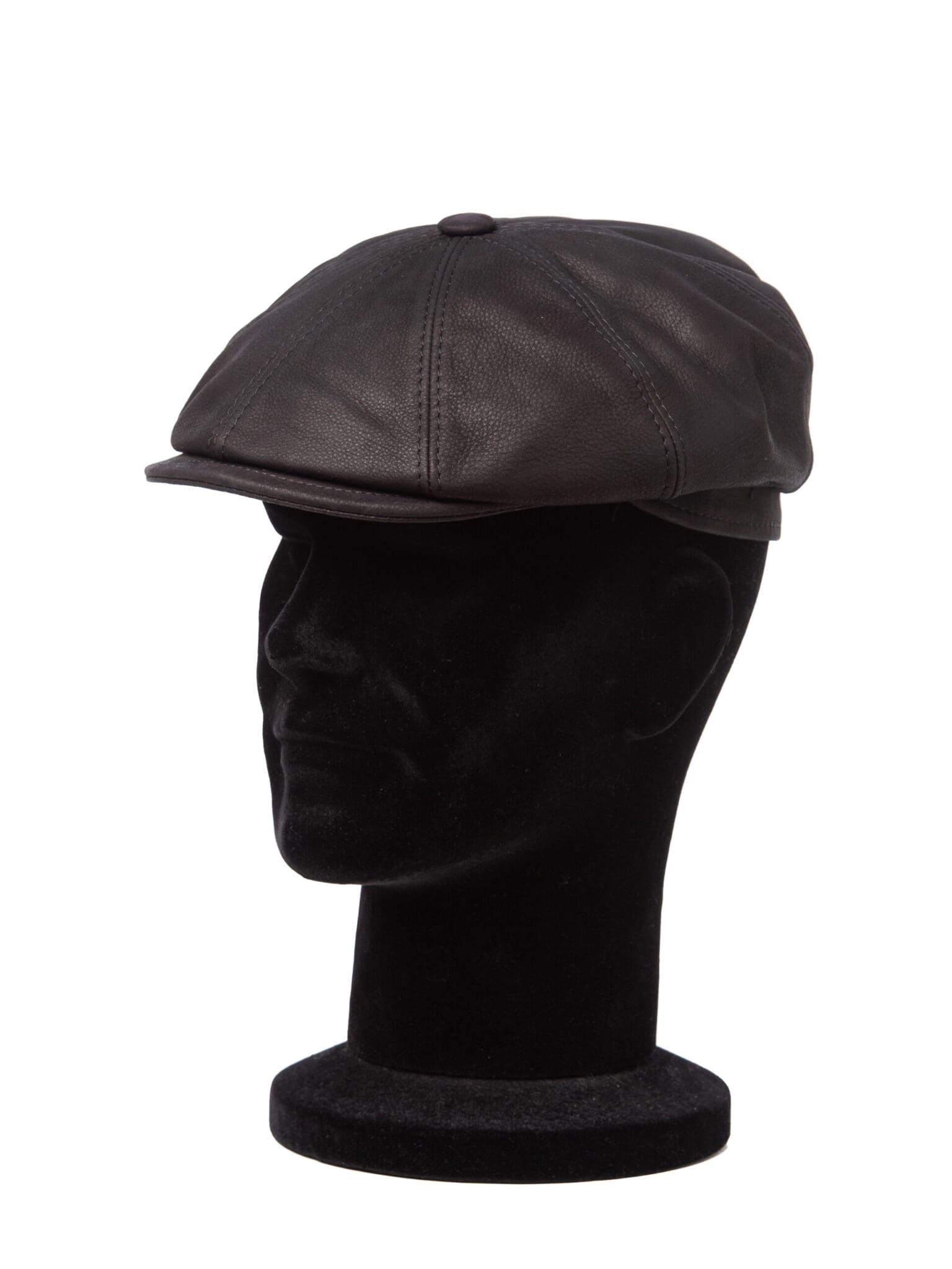 Sapca barbati, Peaky nappa negru, textura fina, piele nappa