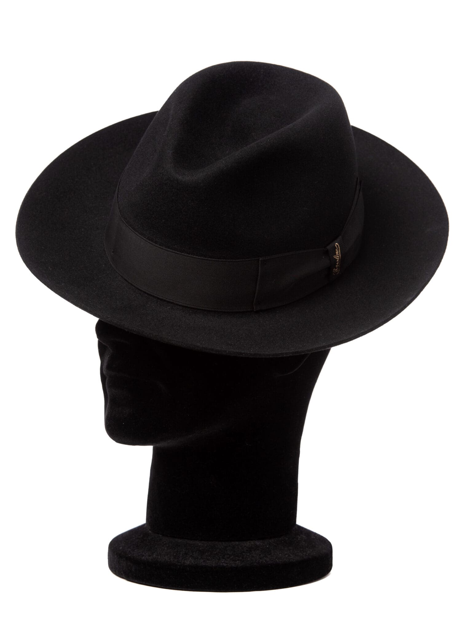 Palarie Borsalino Alessandria nero cap, neagra, bor mediu, fetru de iepure