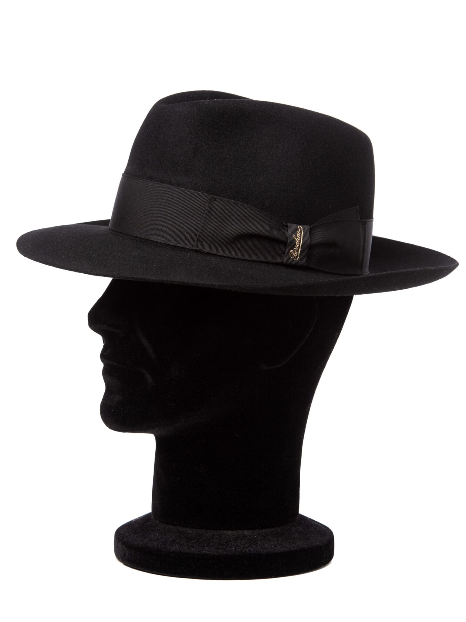 Palarie Borsalino Alessandria nero cap, neagra, bor mediu, fetru de iepure