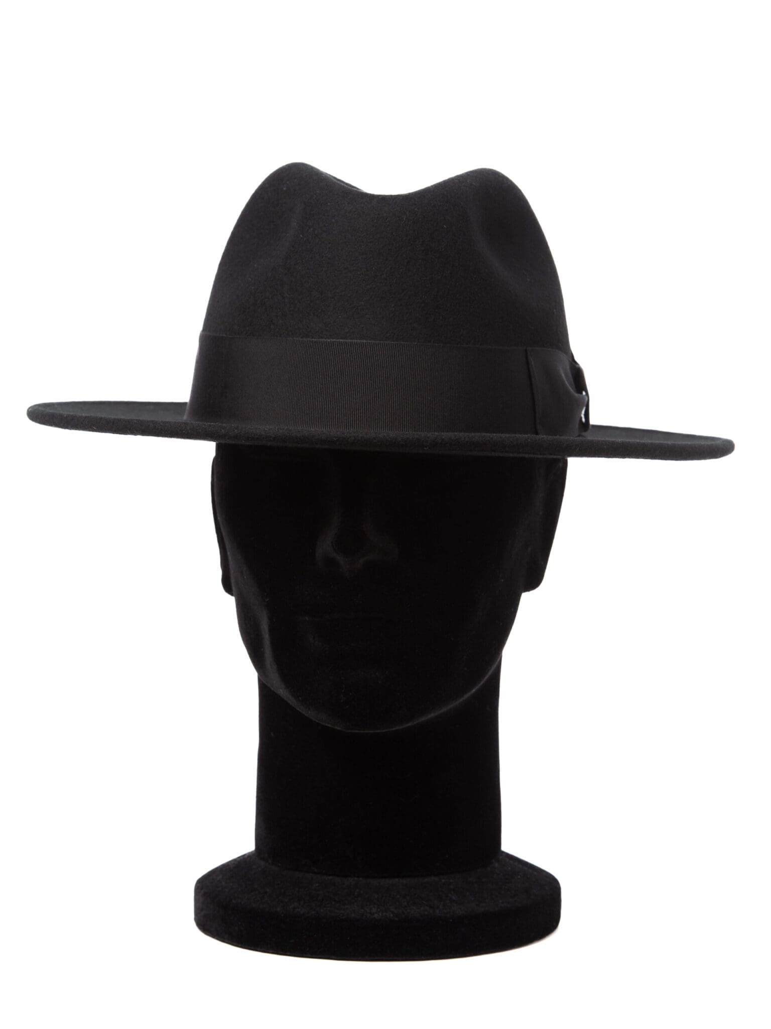 Palarie barbati King nero, neagra, bor mediu, fetru de lana