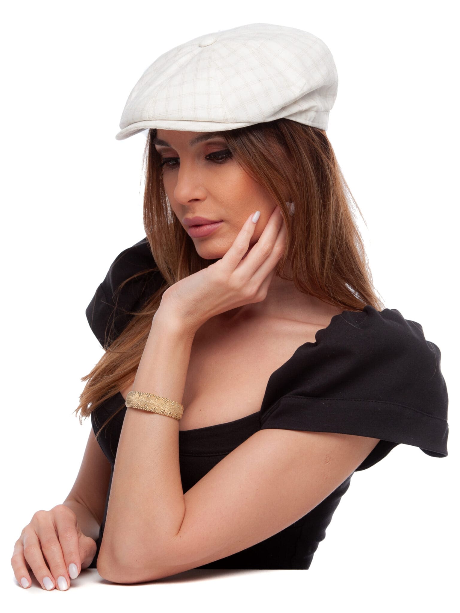 Sapca Peaky in ecru/beige, bej, 100% in