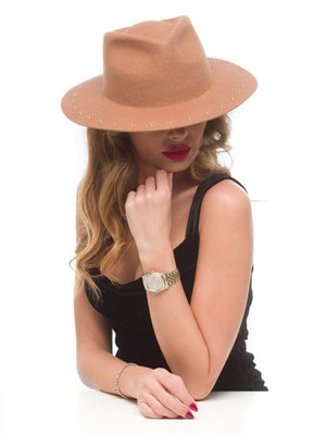 Palarie dama Siena pearl camel, maro crem, fetru de lana