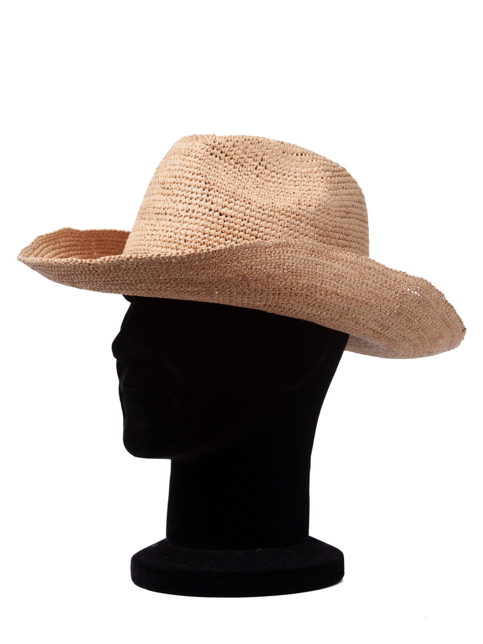 Palarie Cowboy rafia, natural, rafie crochet