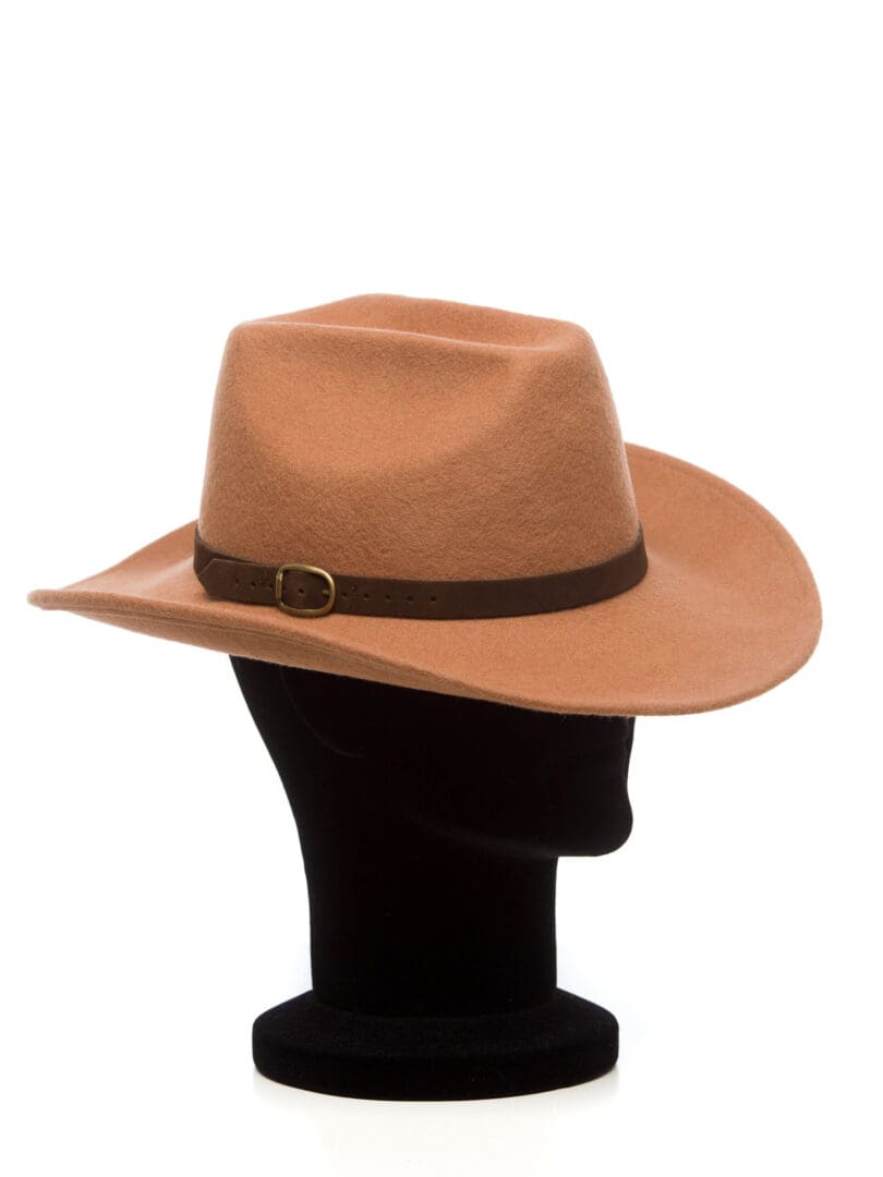 Palarie barbati, Cowboy camel, maro crem, fetru de lana