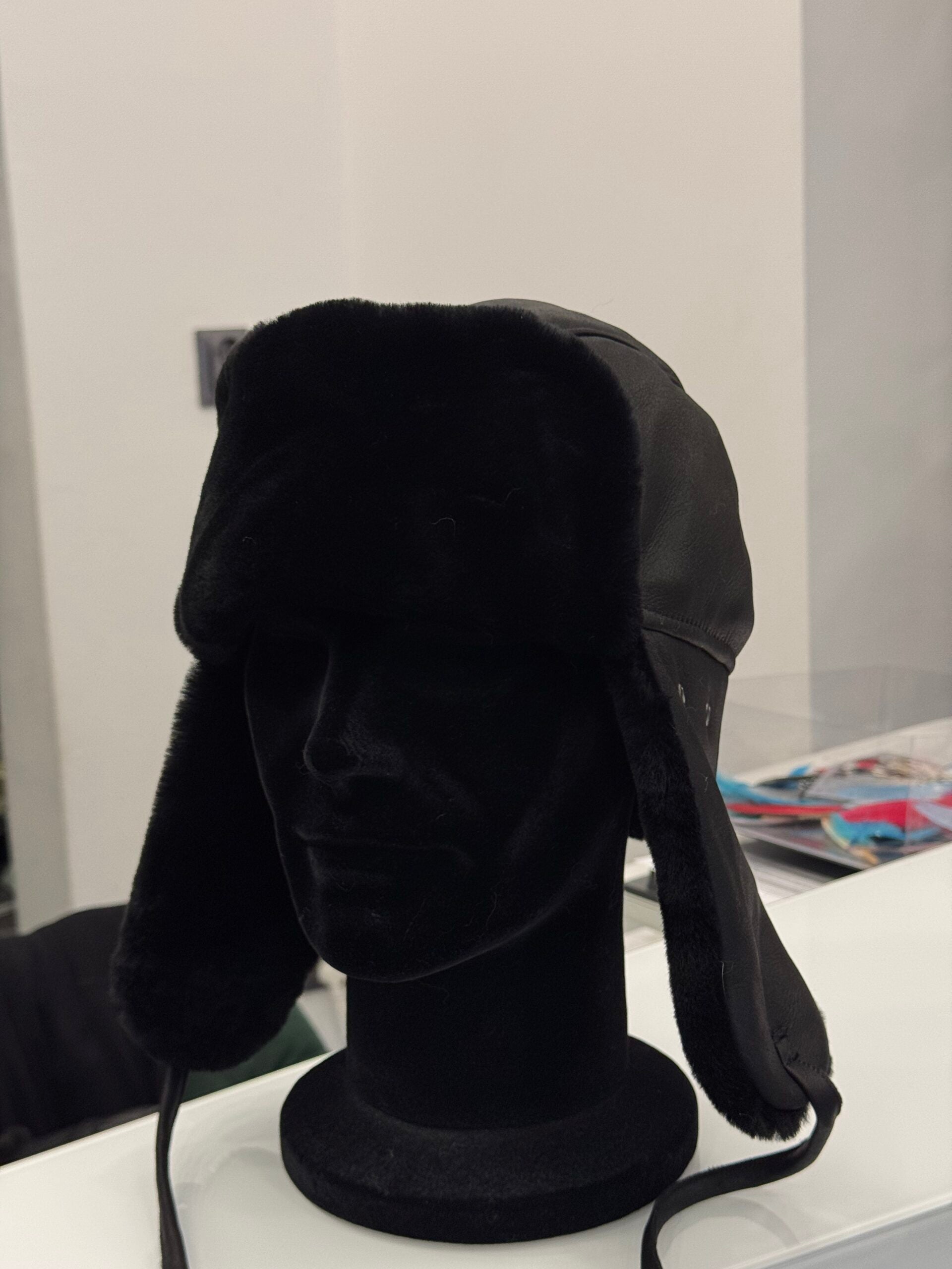Caciula Ushanka nappa black sheepskin, negru, blana de oaie