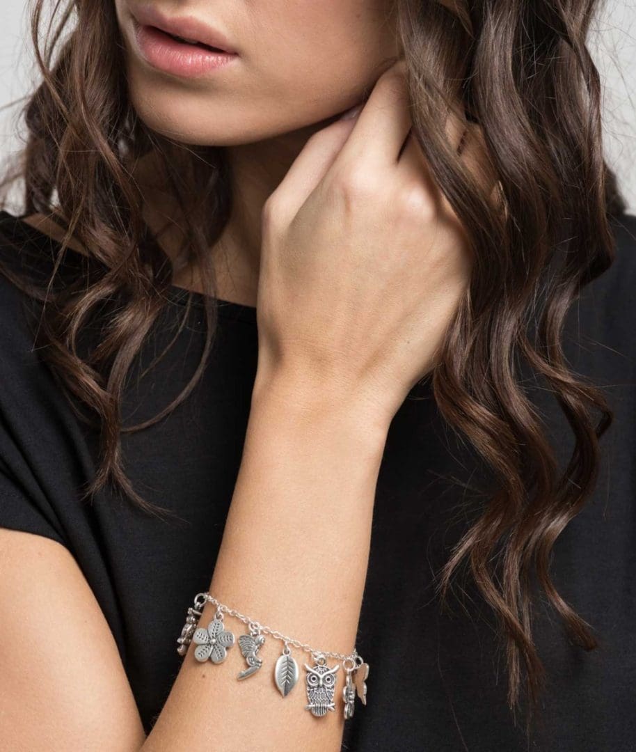 Bratara cu pandantive Bracciale Ciondoli Fiabe, argintie, nichel testat