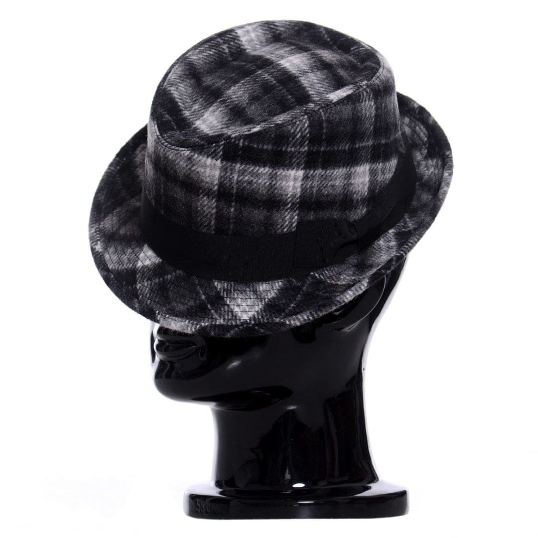 Palarie barbati Santy nero scozzese, neagra, bor mic, fetru de lana