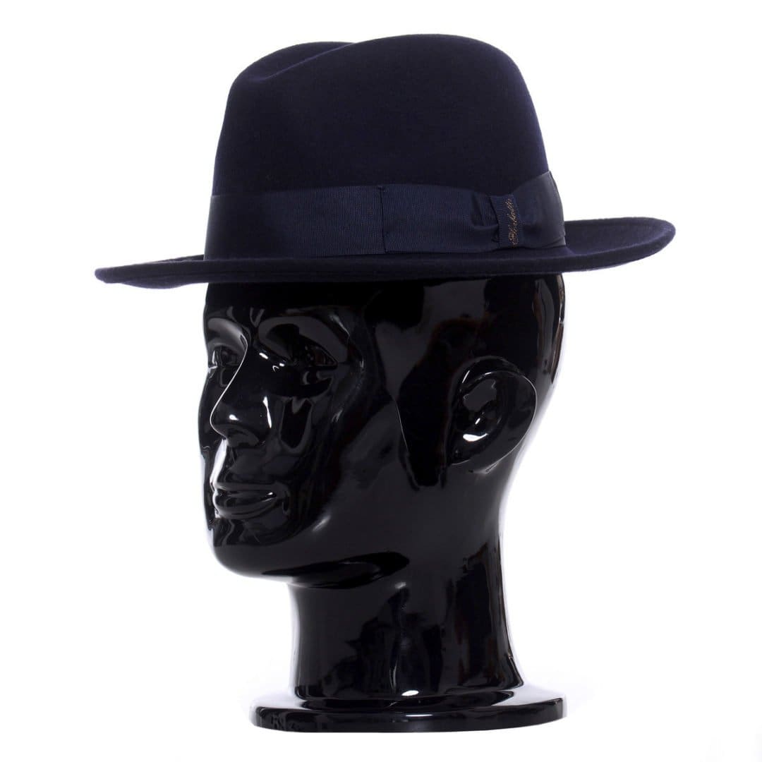 Pălărie barbati AlCapone Blu, albastra, bor modelabil, fetru de lana
