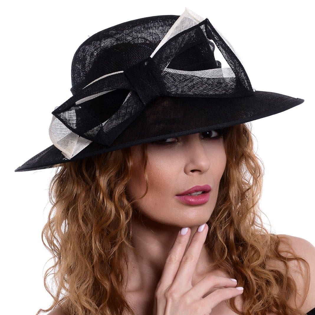 Palarie Doll nero bianco, negru/alb, sinamay