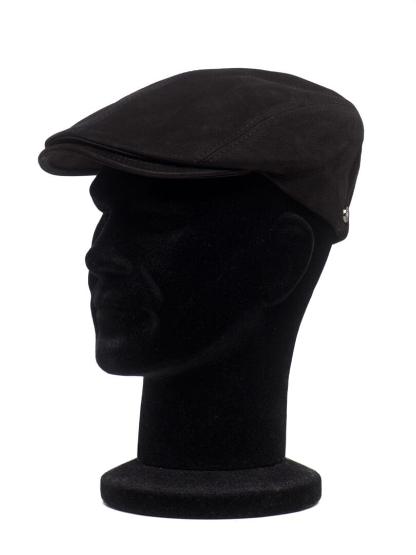 Sapca barbati, Duffy nappa nero, neagra, textura fina, piele nappa