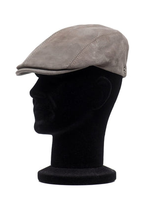 Sapca barbati, Duffy suede taupe, gri, textura fina, piele suede