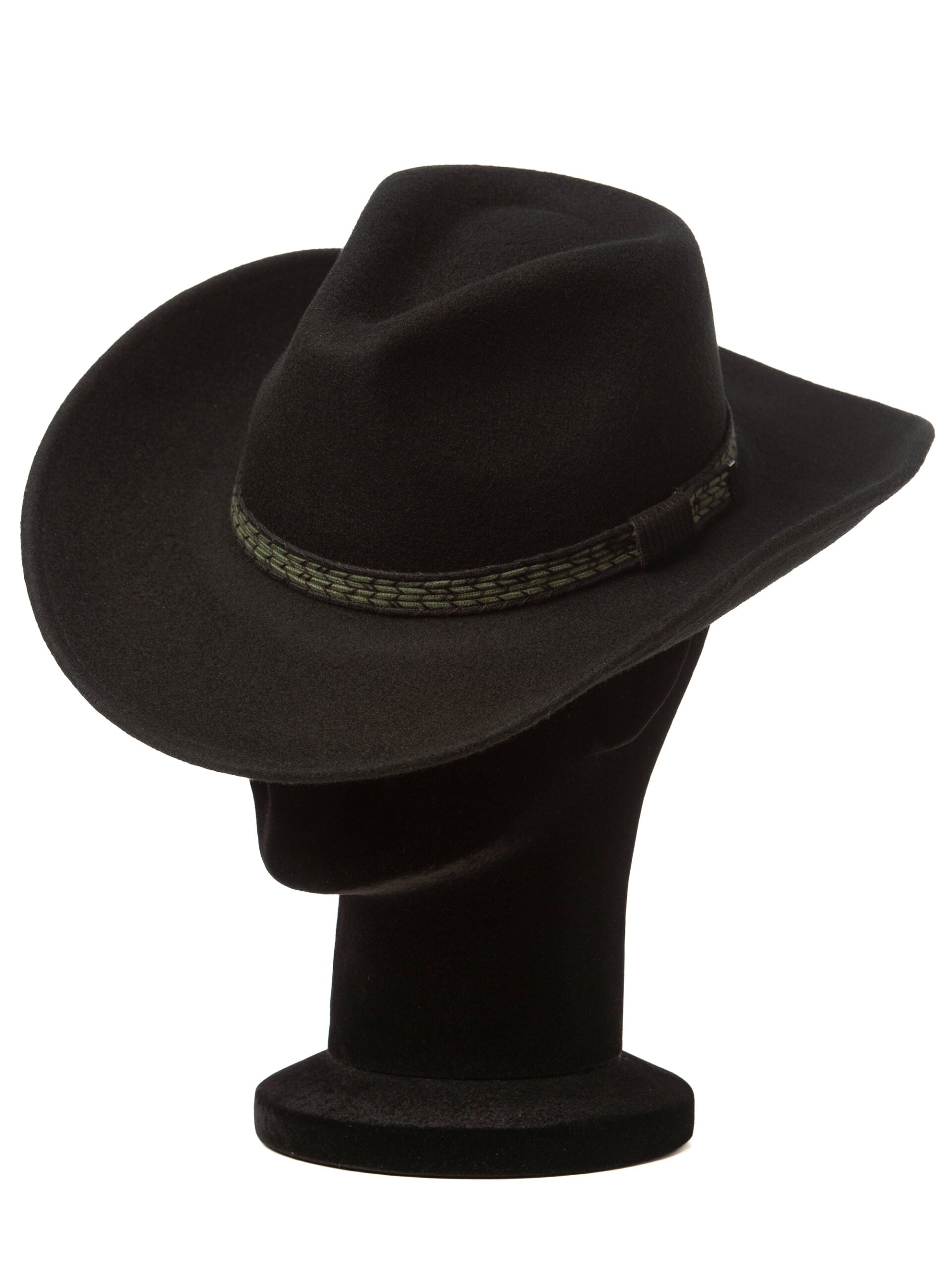 Palarie femei, Cowboy nero/verde, negru, bor mediu, fetru de lana