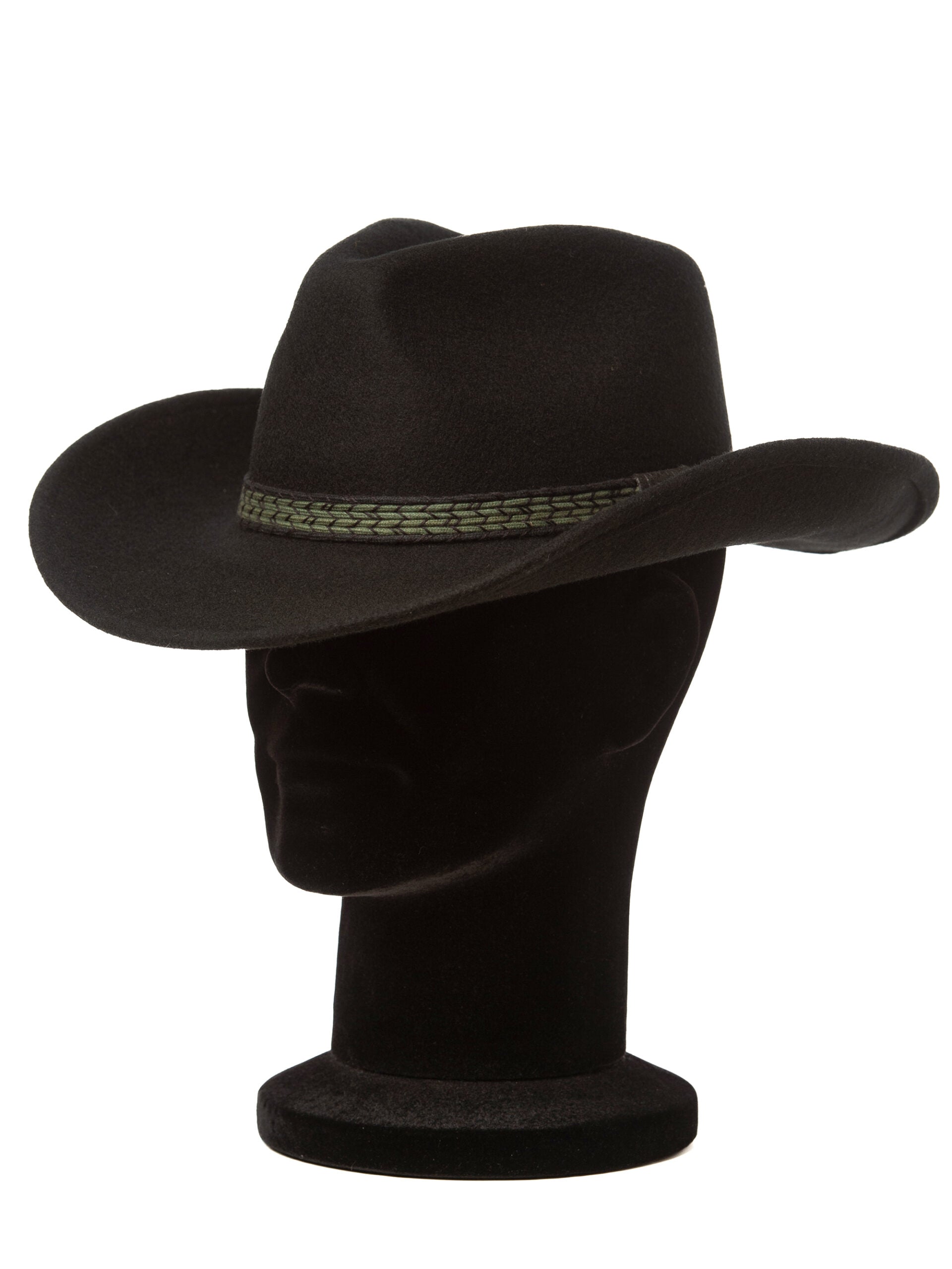 Palarie femei, Cowboy nero/verde, negru, bor mediu, fetru de lana