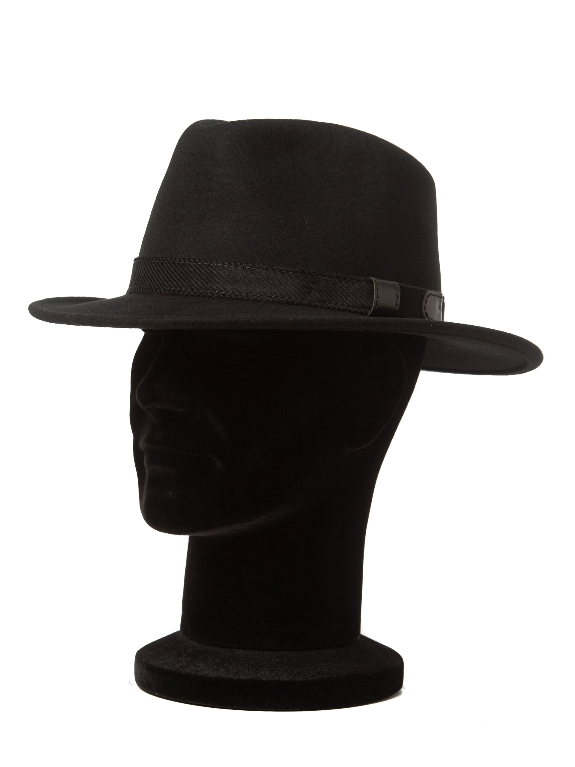 Palarie barbati Adami nero, neagra, bor mediu, fetru de lana