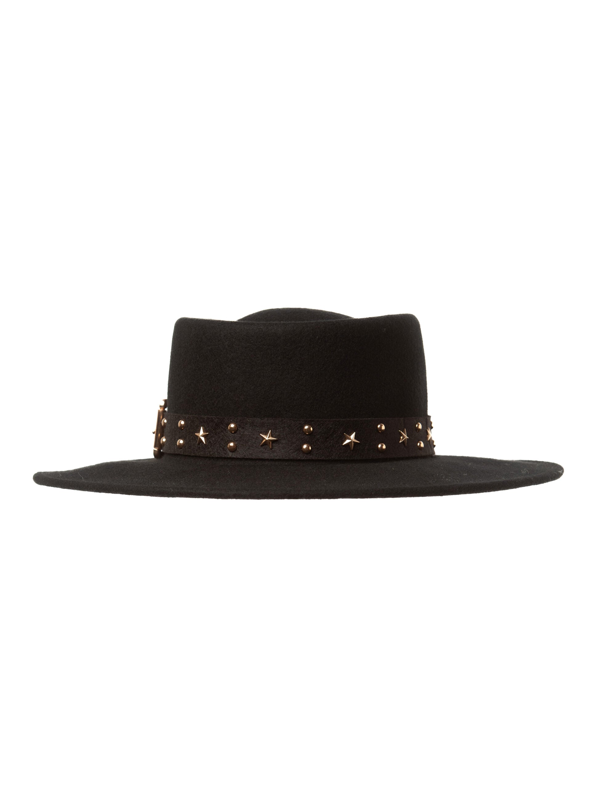 Palarie barbati, Wild star belt nero, neagra, bor drept, fetru de lana