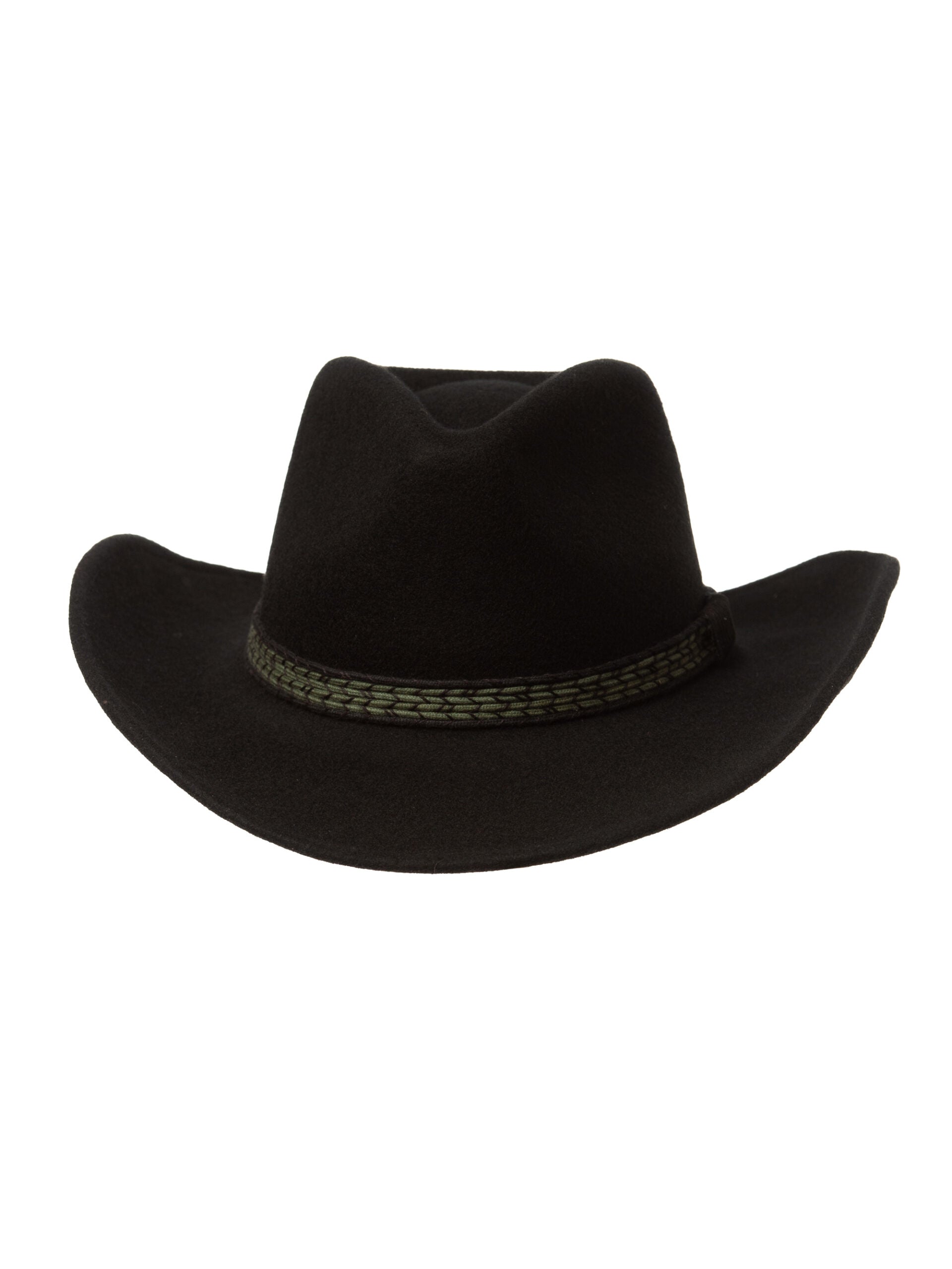 Palarie femei, Cowboy nero/verde, negru, bor mediu, fetru de lana