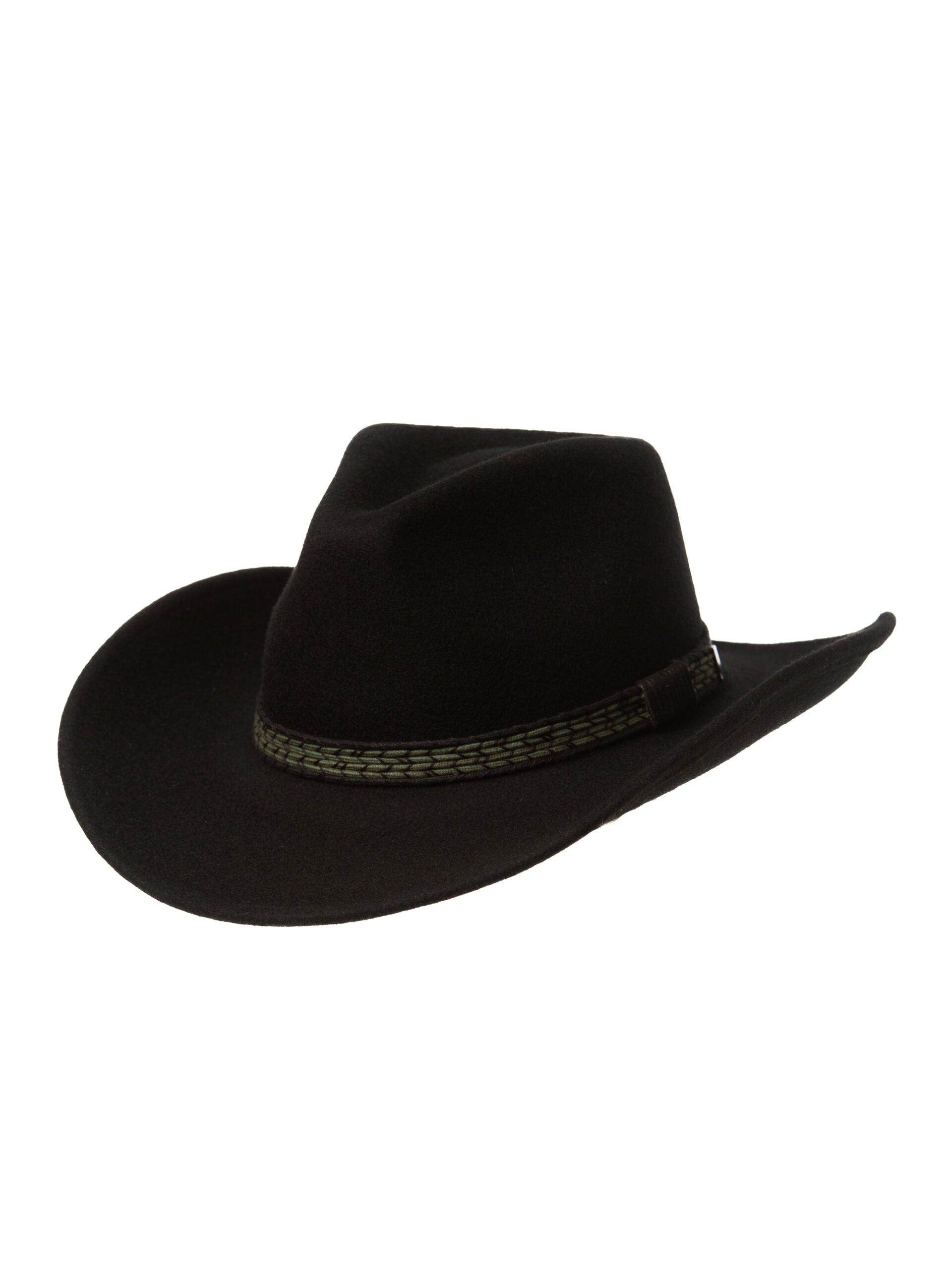 Palarie femei, Cowboy nero/verde, negru, bor mediu, fetru de lana