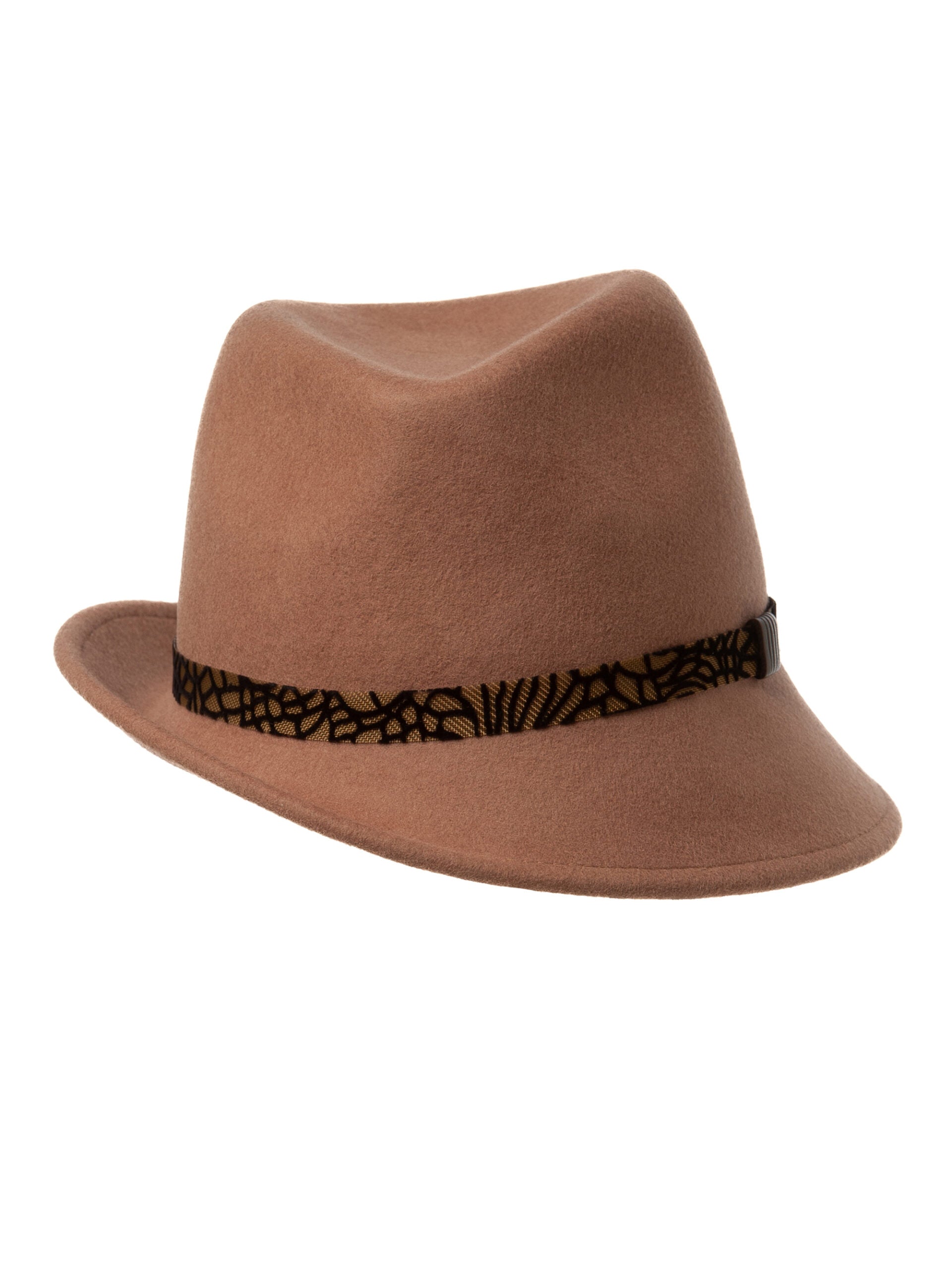 Palarie dama Twilly camel, maro crem, bor asimetric, fetru de lana