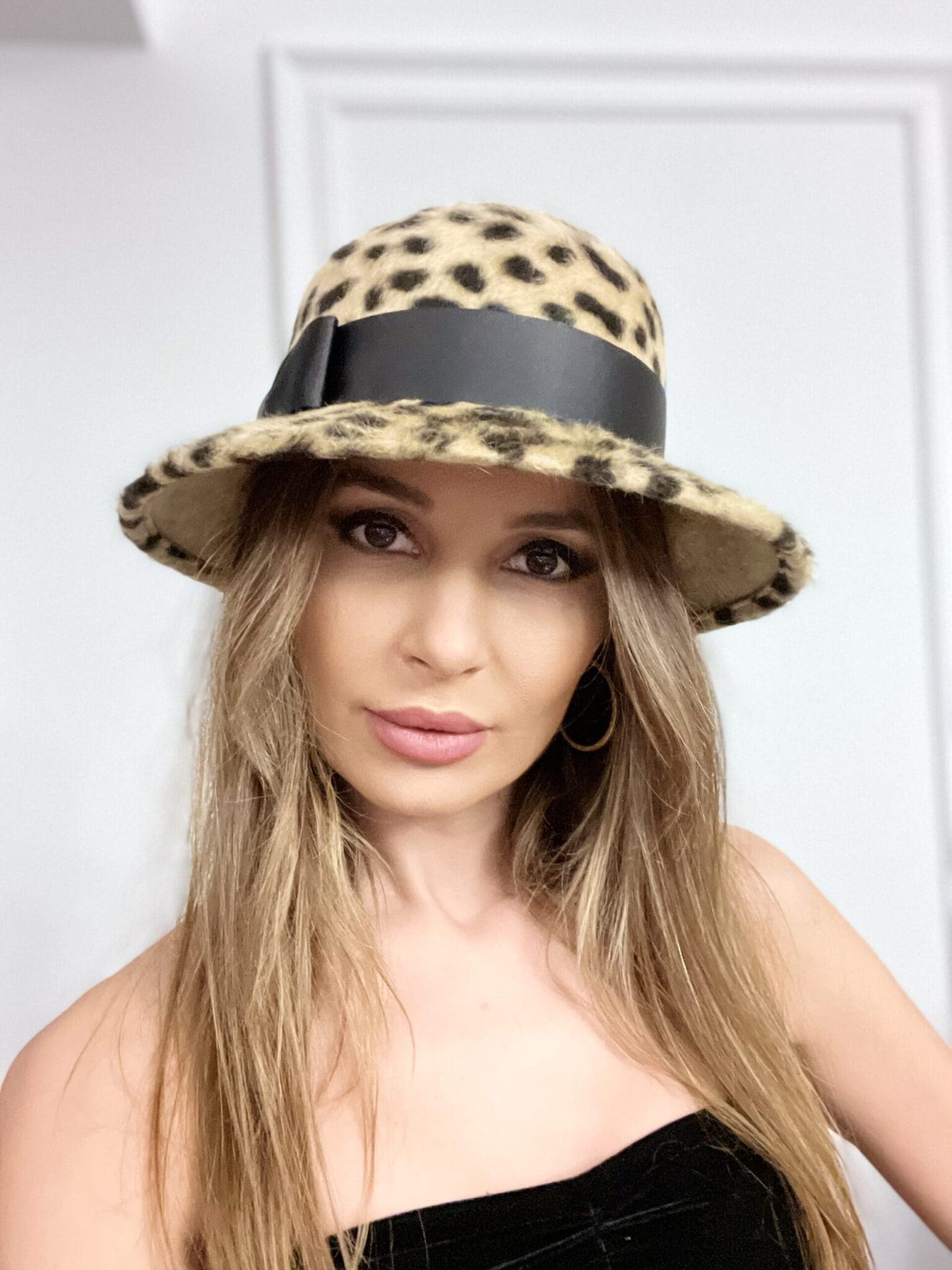Palarie dama, Maria c small leopard, print leopard, borul mic, fetru de iepure