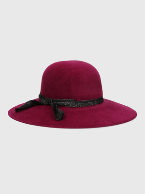 Palarie dama Borsalino Lurex violet, violet, bor mare, fetru de iepure